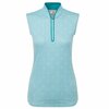 Footjoy Dames Front Tank Print Wit Turquiose