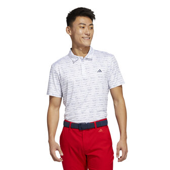 Heren Golfpolo Adidas Strip Zip Wit Navy