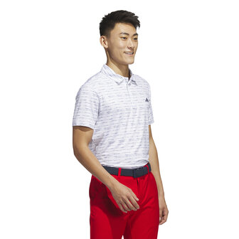 Heren Golfpolo Adidas Strip Zip Wit Navy