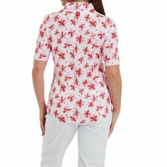 Dames Golfpolo Footjoy 1/2 Mouw Floral Red