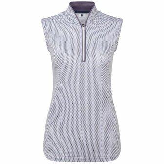 Footjoy Dames Front Tank Print Wit Lila