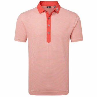 Footjoy Feeder Stripe Pique Heren Poloshirt Rood Wit