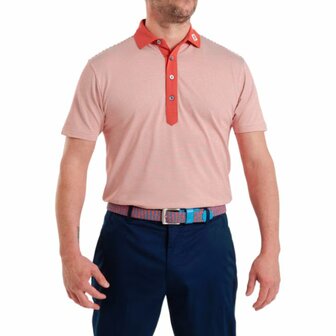 Footjoy Feeder Stripe Pique Heren Poloshirt Rood Wit