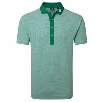 Footjoy Feeder Stripe Pique Heren Poloshirt Groen Wit