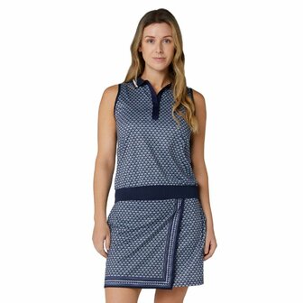 Callaway Premium  Scarf Geo Mouwloze Dames Golfpolo Navy