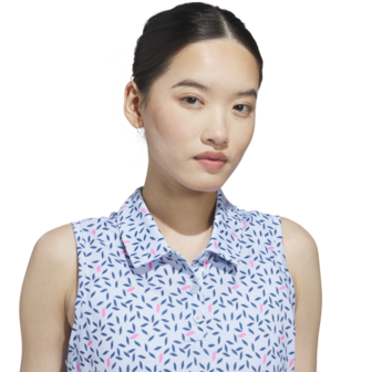 Adidas Ultimate365 Printed Climacool Dames Mouwloze Polo Lichtblauw