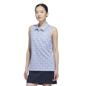 Adidas Ultimate365 Printed Climacool Dames Mouwloze Polo Lichtblauw