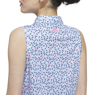 Adidas Ultimate365 Printed Climacool Dames Mouwloze Polo Lichtblauw