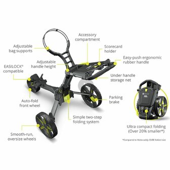 Motocaddy QB2 3 Wiel Golftrolley Graphite