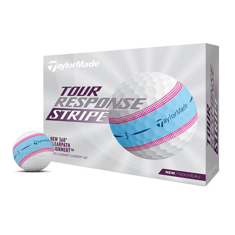Taylormade TM24 Tour Response Stripe Golfballen Wit Pink