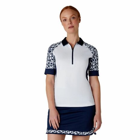 Dames Golfpolo Callaway Two-Tone Geometric Wit Navy