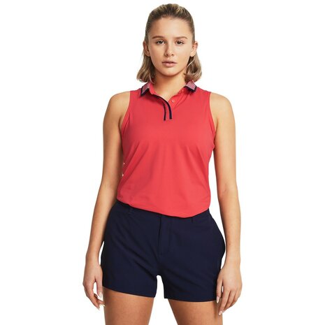 Dames Mouwloze Polo Under Armour Iso-Chill SL Rood Solstice