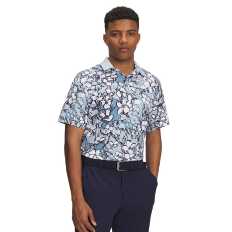 Under Armour Golf Drive Chill Printed Polo Heren Blue Calm