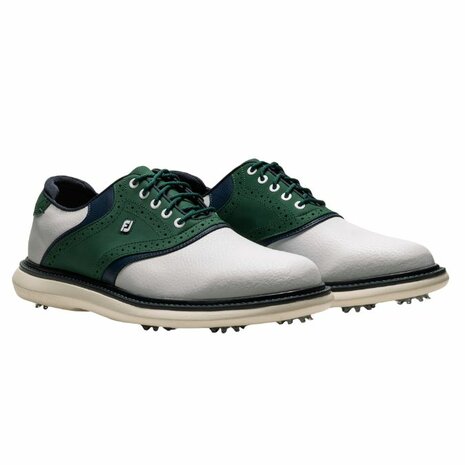 Footjoy Heren Golfschoenen Traditions Wit Groen Navy