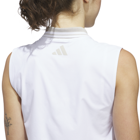 Adidas W BTC Twiat Mouwloze Dames Golfpolo Wit Beige