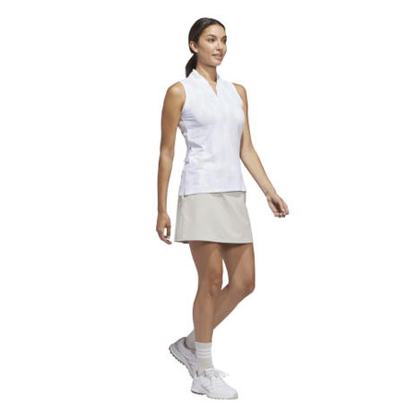 Adidas W Ultimated Printed Mouwloze Dames Polo Wit Lichtblauw