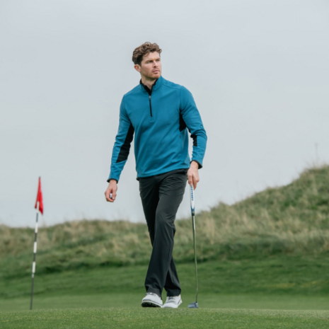 Callaway Blocked LS 1/4 Zip Pullover Blue Sapphire Heren