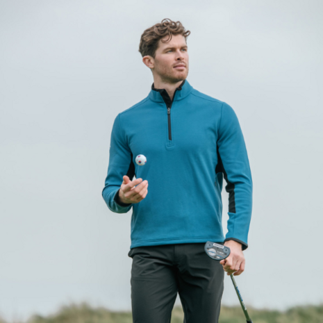 Callaway Blocked LS 1/4 Zip Pullover Blue Sapphire Heren