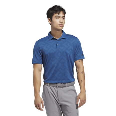 Adidas Ultimate CLSN Jacquard Heren Golfpolo Blauw Zwart
