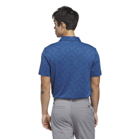 Adidas Ultimate CLSN Jacquard Heren Golfpolo Blauw Zwart