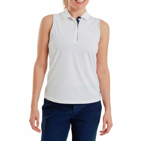 Footjoy Mouwloze Dames Polo Lisle Wit