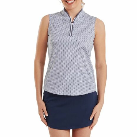 Footjoy Dames Front Tank Print Wit Lila