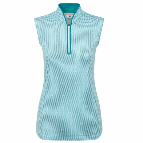 Footjoy Dames Front Tank Print Wit Turquiose