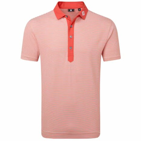 Footjoy Feeder Stripe Pique Heren Poloshirt Rood Wit