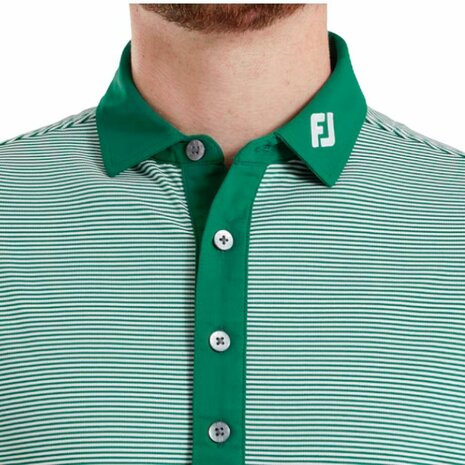 Footjoy Feeder Stripe Pique Heren Poloshirt Groen Wit
