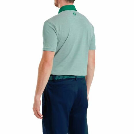 Footjoy Feeder Stripe Pique Heren Poloshirt Groen Wit