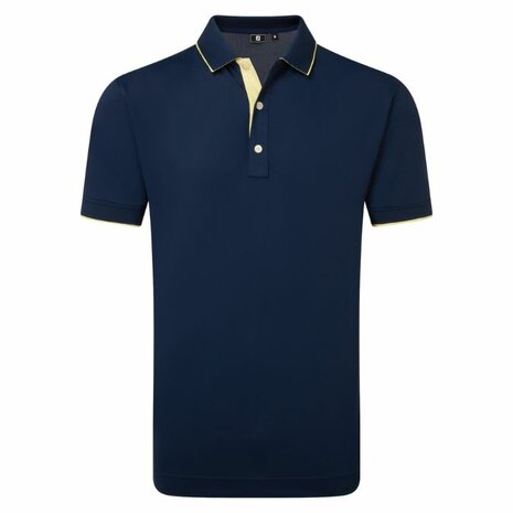 Footjoy Wordmark Pique Heren Poloshirt Navy Geel