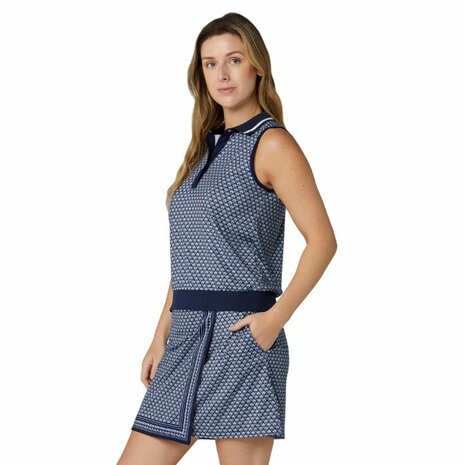 Callaway Premium  Scarf Geo Mouwloze Dames Golfpolo Navy
