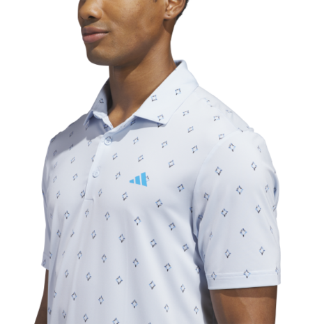 Adidas Ultimate Essence Print Climacool Heren Golfpolo Lichtblauw Blauw