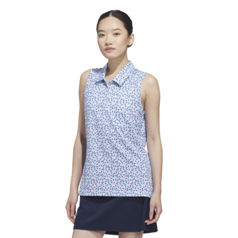 Adidas Ultimate365 Printed Climacool Dames Mouwloze Polo Lichtblauw