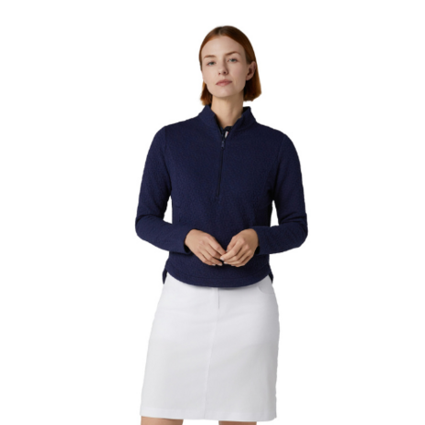 Callaway 1/2 Zip Quilted Knit Pullover Dames Peacoat