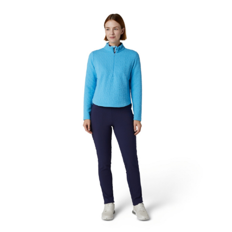 Callaway 1/2 Zip Quilted Knit Pullover Dames Licht Blauw