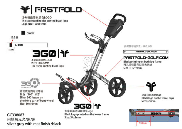 Fastfold 360 Golftrolley Glans Zilver Zwart