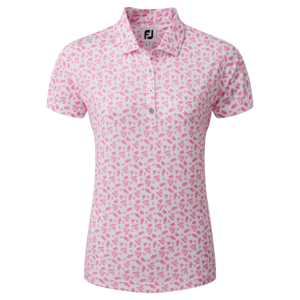 Footjoy Floral Print Ladies Polo White Pink