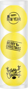 Golfballen Gift Set Merry Christmas-Happy Newyear Geel