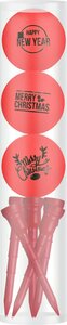 Golfballen Gift Set Merry Christmas-Happy Newyear Rood Inclusief Tees