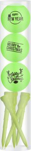 Golfballen Gift Set Merry Christmas-Happy Newyear Groen Inclusief Tees