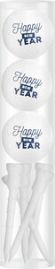 Golfballen Gift Set Happy New Year Wit Inclusief Tees