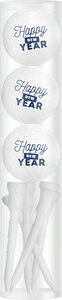 Golfbälle-Geschenkset Happy New YearWeiss Inklusive Tees