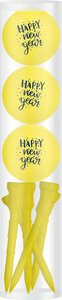 Golfballen Gift Set Happy New Year Geel Inclusief Tees