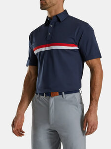 Footjoy Stretch Pique Polo Navy Wit Rood Maat S