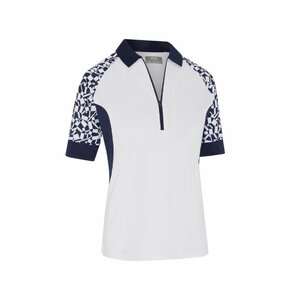 Dames Golfpolo Callaway Two-Tone Geometric Wit Navy