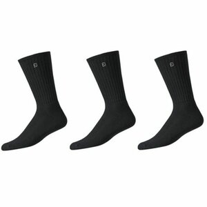 Footjoy ComfortSof Crew 3 pairs of men's golf socks long Black