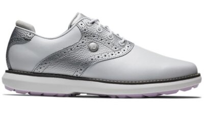 Golf Shoes Womens Footjoy Traditions White Silver Spikeless