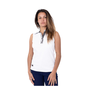 Chiberta  Good Mouwloze Dames Golfpolo Wit Ruit Maat XL
