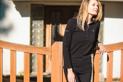 Chiberta Dames Golfpolo Langemouw Zwart  Maat M